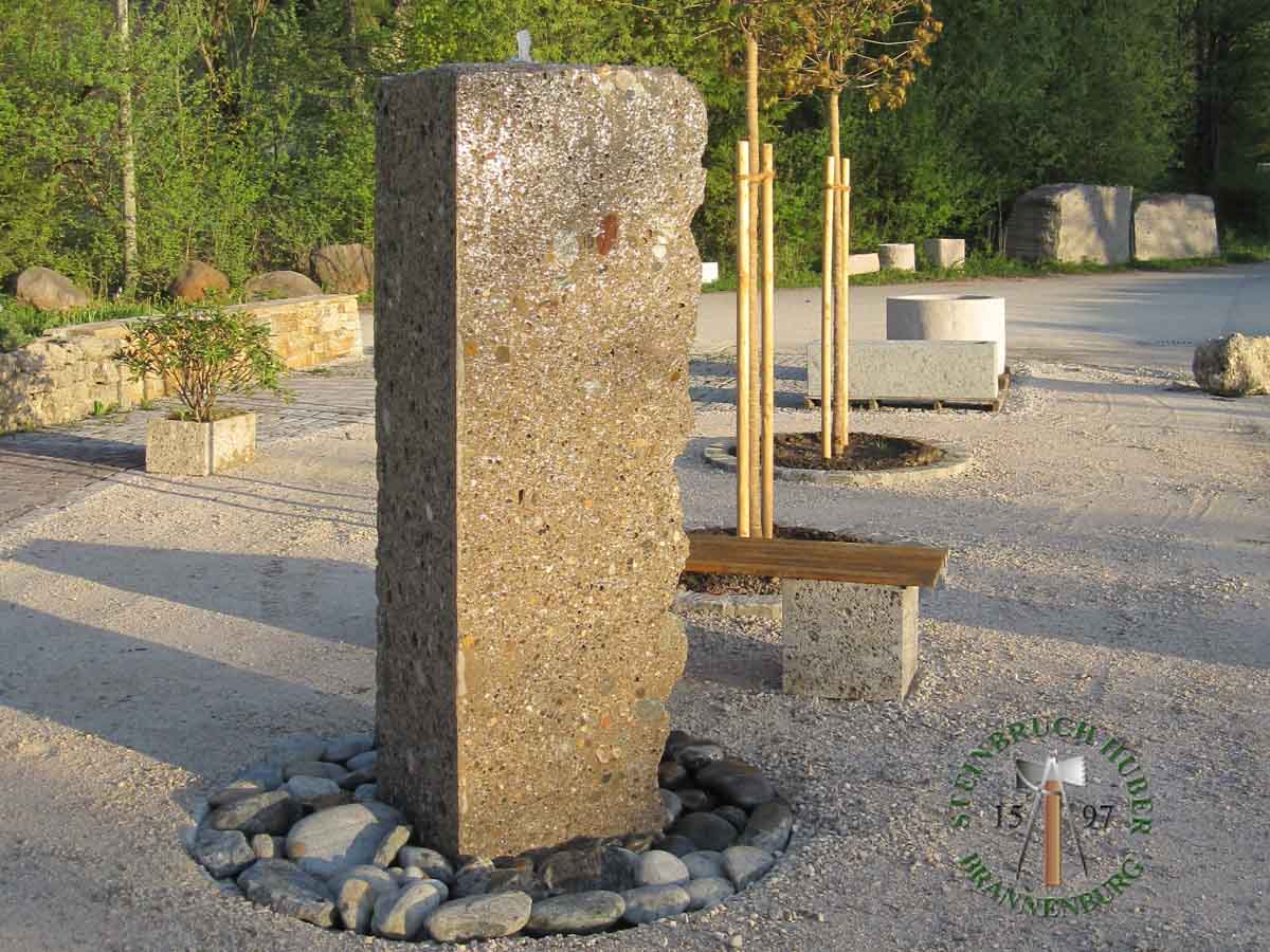 Pfeiler, Säulen - Nagelfluh Säule geschliffen freistehend - Sae-10000-01_01 - Steinbruch Huber