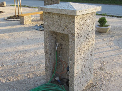 Pfeiler, Säulen - Nagelfluh Säule gestockt freistehend - Sae-10000-03_02T - Steinbruch Huber