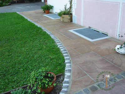 Bodenplatten - Sandstein Bodenplatten römischer Verband - Bpl-14302-01_04T - Steinbruch Huber